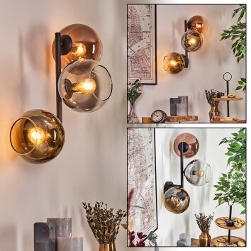 Koyoto Kula świetlna, Lampa ścienna Złoty, Przezroczysty, W kolorze miedzi, Przydymiony, 3-punktowe