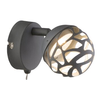 Globo Ohio Reflektor ścienny LED Szary, 1-punktowy Globo Ohio Reflektor ścienny LED Szary, 1-punktowy