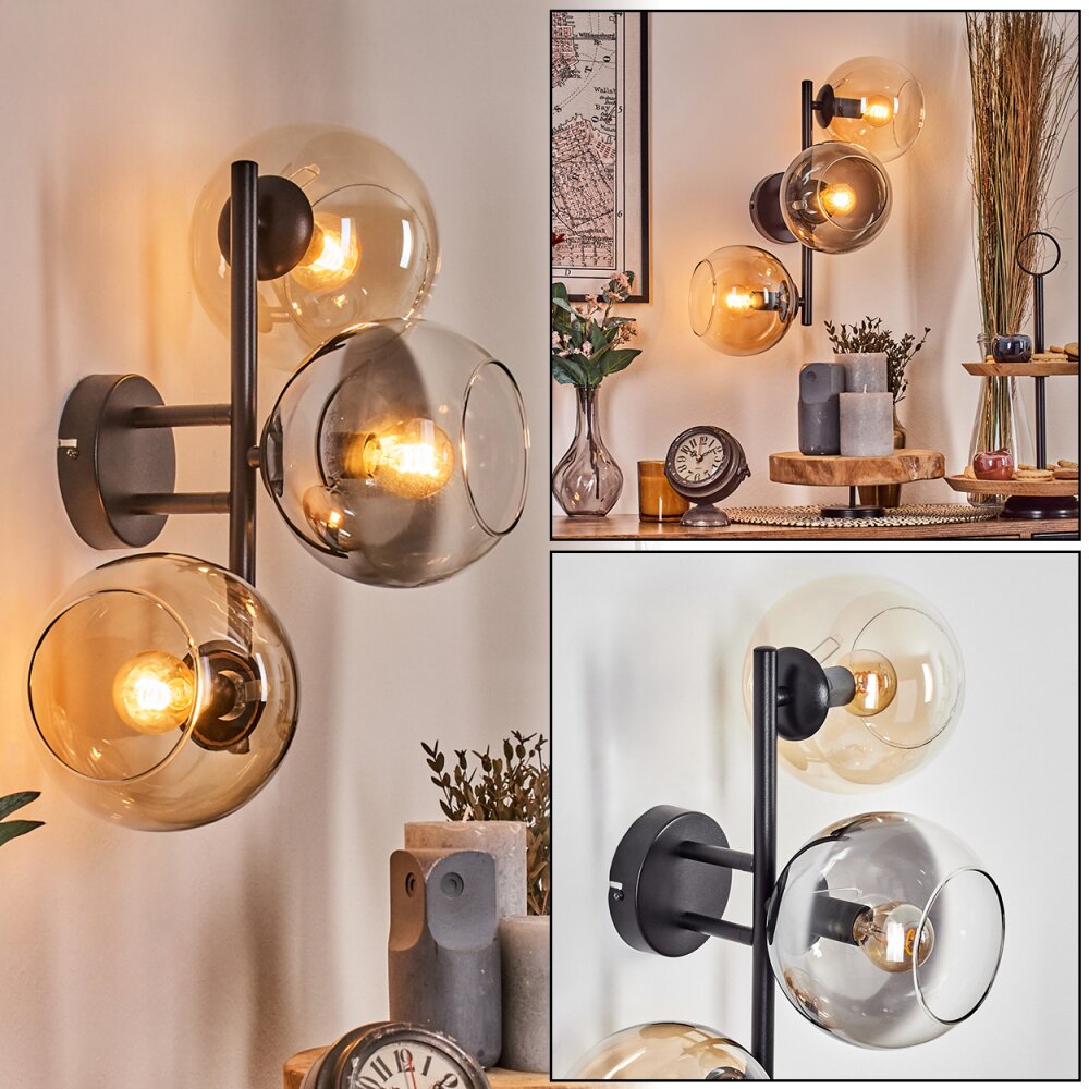 Koyoto Kula świetlna, Lampa ścienna W kolorze bursztynu, Przezroczysty, Przydymiony, 3-punktowe main product photo