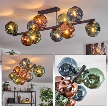 Ripoll Lampa sufitowa, Kula świetlna Niebeieski, Zielony, W kolorze miedzi, 10-punktowe