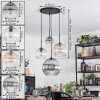 Koyoto lampa wisząca, kula świetlna, lampa wisząca kaskadowa bursztynowy, przezroczysty, przydymiony, 4-punktowe