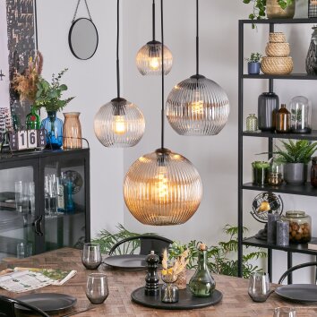 Koyoto lampa wisząca, kula świetlna, lampa wisząca kaskadowa bursztynowy, przezroczysty, przydymiony, 4-punktowe