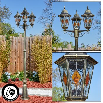 Hongkong kandelabr, słupek ogrodowy brązowy, złoty, 3-punktowe