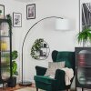 Soungou lampa stojąca, lampa podłogowa łukowa chrom, czarny, 1-punktowy, abażur z materiału