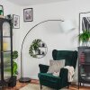 Soungou lampa stojąca, lampa podłogowa łukowa chrom, czarny, 1-punktowy, abażur z materiału