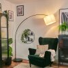 Soungou lampa stojąca, lampa podłogowa łukowa chrom, czarny, 1-punktowy, abażur z materiału