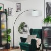 Bassagoda lampa stojąca, lampa podłogowa łukowa chrom, czarny, 1-punktowy, abażur z materiału