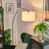 Bassagoda lampa stojąca, lampa podłogowa łukowa chrom, czarny, 1-punktowy, abażur z materiału
