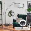 Bassagoda lampa stojąca, lampa podłogowa łukowa chrom, czarny, 1-punktowy, abażur z materiału