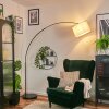 Bassagoda lampa stojąca, lampa podłogowa łukowa chrom, czarny, 1-punktowy, abażur z materiału