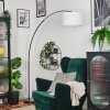 Bassagoda lampa stojąca, lampa podłogowa łukowa chrom, czarny, 1-punktowy, abażur z materiału