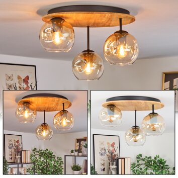 Ripoll Lampa sufitowa, Kula świetlna Ecru, Czarny, 3-punktowe Ripoll Lampa sufitowa, Kula świetlna Ecru, Czarny, 3-punktowe
