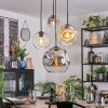 Ripoll lampa wisząca, kula świetlna, lampa wisząca bursztynowy, chrom, przezroczysty, przydymiony, 4-punktowe