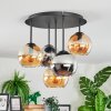 Koyoto lampa sufitowa, kula świetlna 45 cm bursztynowy, chrom, przydymiony, 5-punktowe