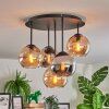 Koyoto lampa sufitowa, kula świetlna 45 cm bursztynowy, chrom, przydymiony, 5-punktowe