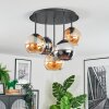 Koyoto lampa sufitowa, kula świetlna 45 cm bursztynowy, chrom, przydymiony, 5-punktowe