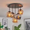 Koyoto lampa sufitowa, kula świetlna 45 cm bursztynowy, chrom, przydymiony, 5-punktowe