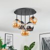 Koyoto lampa sufitowa, kula świetlna 45 cm bursztynowy, chrom, przydymiony, 5-punktowe