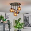 Koyoto lampa sufitowa, kula świetlna 45 cm bursztynowy, chrom, przydymiony, 5-punktowe