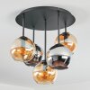Koyoto lampa sufitowa, kula świetlna 45 cm bursztynowy, chrom, przydymiony, 5-punktowe