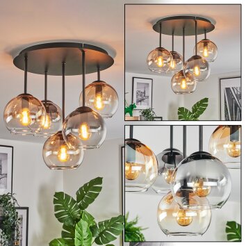 Koyoto lampa sufitowa, kula świetlna 45 cm bursztynowy, przezroczysty, przydymiony, 5-punktowe