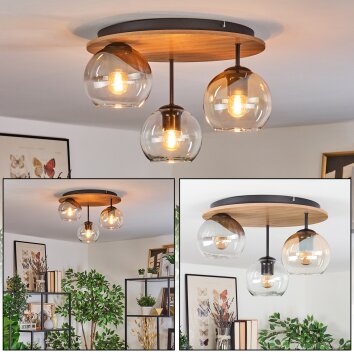 Koyoto lampa sufitowa, kula świetlna 40 cm kolory naturalne, czarny, 3-punktowe