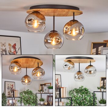 Ripoll lampa sufitowa, kula świetlna kolory naturalne, czarny, 3-punktowe