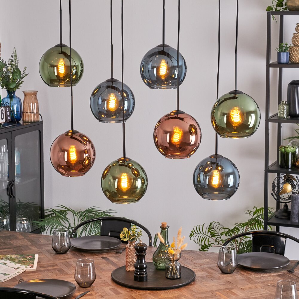 Koyoto Lampa wisząca, Kula świetlna, Lampa wisząca Niebeieski, Zielony, W kolorze miedzi, 8-punktowe main product photo
