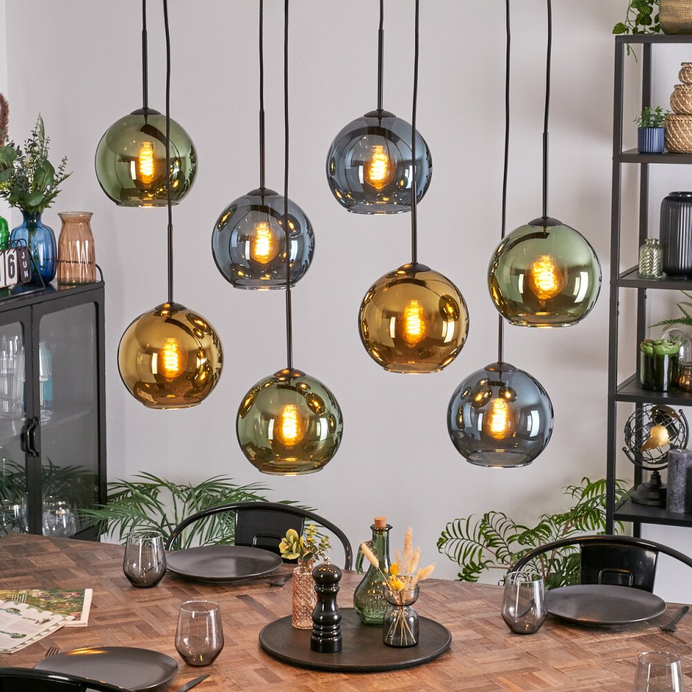 Koyoto Lampa wisząca, Kula świetlna, Lampa wisząca Niebeieski, Złoty, Zielony, 8-punktowe main product photo