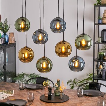 Koyoto Lampa wisząca, Kula świetlna, Lampa wisząca Niebeieski, Złoty, Zielony, 8-punktowe