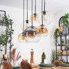 Koyoto lampa wisząca, kula świetlna, lampa wisząca bursztynowy, przezroczysty, przydymiony, 6-punktowe