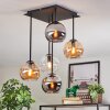 Koyoto lampa sufitowa, kula świetlna bursztynowy, chrom, przezroczysty, przydymiony, 5-punktowe