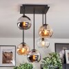 Koyoto lampa sufitowa, kula świetlna bursztynowy, chrom, przezroczysty, przydymiony, 5-punktowe