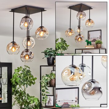 Ripoll lampa sufitowa, kula świetlna bursztynowy, przezroczysty, przydymiony, 5-punktowe