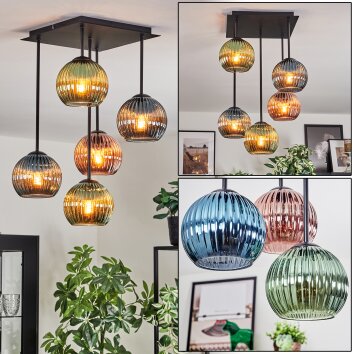 Koyoto Lampa sufitowa, Kula świetlna Niebeieski, Zielony, W kolorze miedzi, 5-punktowe