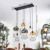 Ripoll lampa wisząca, kula świetlna, lampa wisząca bursztynowy, przezroczysty, przydymiony, 6-punktowe