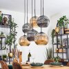 Ripoll Lampa wisząca, Kula świetlna, Lampa wisząca W kolorze bursztynu, Przydymiony, 6-punktowe