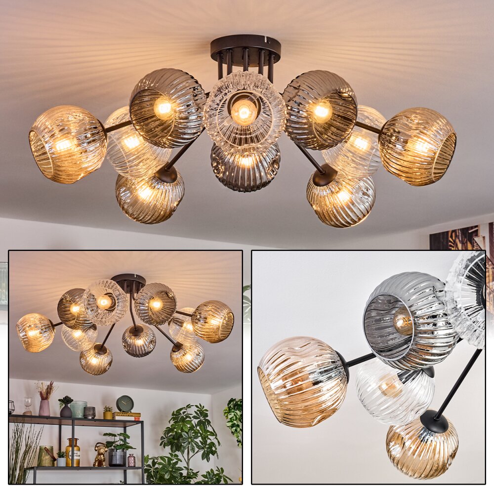 Ripoll Lampa sufitowa, Kula świetlna W kolorze bursztynu, Przezroczysty, Przydymiony, 10-punktowe main product photo