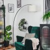 Bassagoda lampa stojąca, lampa podłogowa łukowa chrom, czarny, 1-punktowy, abażur materiałowy