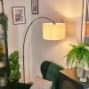 Bassagoda lampa stojąca, lampa podłogowa łukowa chrom, czarny, 1-punktowy, abażur materiałowy