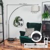Bassagoda lampa stojąca, lampa podłogowa łukowa chrom, czarny, 1-punktowy, abażur materiałowy