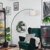 Bassagoda lampa stojąca, lampa podłogowa łukowa chrom, czarny, 1-punktowy, abażur materiałowy