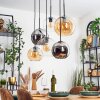 Koyoto lampa wisząca, kula świetlna, lampa wisząca bursztynowy, chrom, przezroczysty, przydymiony, 6-punktowe