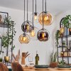 Koyoto lampa wisząca, kula świetlna, lampa wisząca bursztynowy, chrom, przezroczysty, przydymiony, 6-punktowe