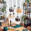 Koyoto lampa wisząca, kula świetlna, lampa wisząca bursztynowy, chrom, przezroczysty, przydymiony, 6-punktowe