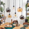 Koyoto lampa wisząca, kula świetlna, lampa wisząca bursztynowy, chrom, przezroczysty, przydymiony, 6-punktowe