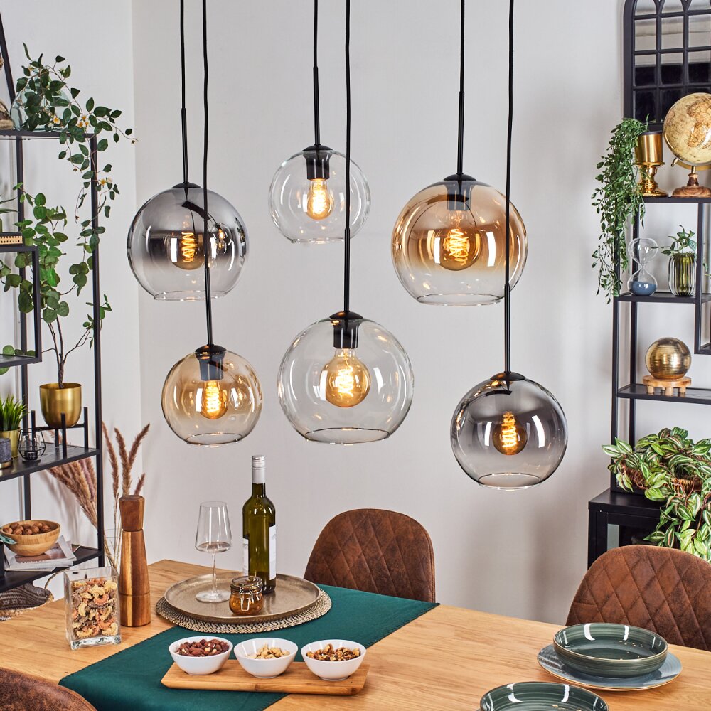 Koyoto Lampa wisząca, Kula świetlna, Lampa wisząca W kolorze bursztynu, Przezroczysty, Przydymiony, 6-punktowe main product photo