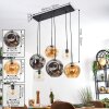 Ripoll lampa wisząca, kula świetlna, lampa wisząca bursztynowy, przezroczysty, przydymiony, 6-punktowe