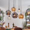 Ripoll lampa wisząca, kula świetlna, lampa wisząca bursztynowy, przezroczysty, przydymiony, 6-punktowe