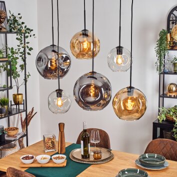 Ripoll lampa wisząca, kula świetlna, lampa wisząca bursztynowy, przezroczysty, przydymiony, 6-punktowe